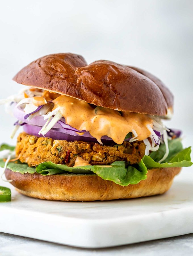 Southwest Veggie Burger with Chipotle Aioli